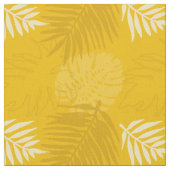 Senf- und Turmergelbe Blätter Gemustert Stoff (Nahaufnahme)