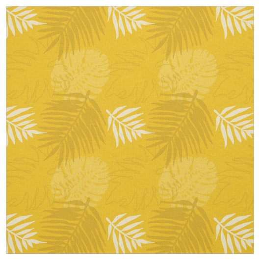 Senf- und Turmergelbe Blätter Gemustert Stoff (Muster)