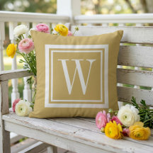 Senf und Weiß Klassisches Quadrat Monogramm