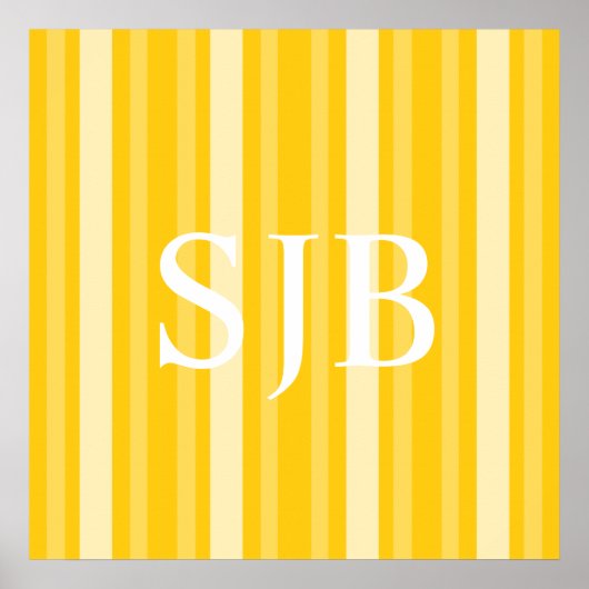 Senf-Viktorianischer Damenstreifen mit Monogramm Poster (Vorne)