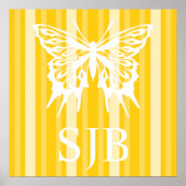 Senf Viktorianischer Damenstreifen mit Schmetterli Poster (Vorne)