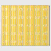 Senf Viktorianischer Streifen mit Monogramm Geschenkpapier (Flach)