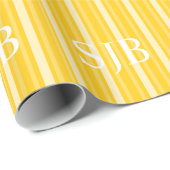 Senf Viktorianischer Streifen mit Monogramm Geschenkpapier (Rolleneckpunkt)