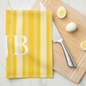 Senf Viktorianischer Streifen mit Monogramm Geschirrtuch (Viertel Falte)