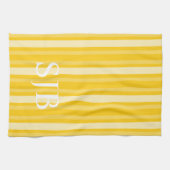 Senf Viktorianischer Streifen mit Monogramm Geschirrtuch (Horizontal)