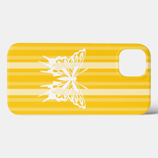 Senf Viktorianischer Streifen mit Schmetterling Case-Mate iPhone Hülle (Rückseite (Horizontal))