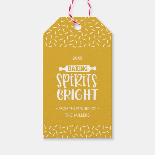 Senf | Weihnachts Backbriefe hell Geschenkanhänger (Vorderseite)