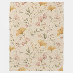 Senfblumen-Vintage-Reben-Botanik-Wurfdecke Fleecedecke