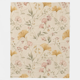 Senfblumen-Vintage-Reben-Botanik-Wurfdecke Fleecedecke