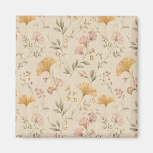 Senfblumen-Vintage-Reben-Botanik-Wurfdecke Magnet