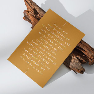 Senfbraune Herbsthochzeit   Moderne Typografie Einladung