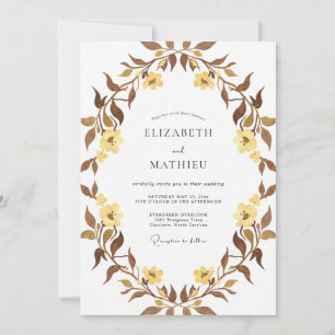 Senfbrauner Hochzeitskranz Einladung
