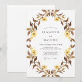 Senfbrauner Hochzeitskranz Einladung (Vorne/Hinten)