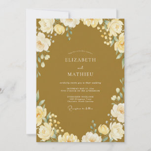Senfcreme-Blütenblatt-Hochzeit Einladung