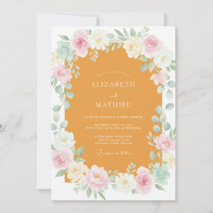 Senfcreme-Wildblumen-Hochzeit Einladung