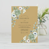 Senfgelb Blatt Hochzeit Einladung (Stehend Vorderseite)