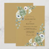 Senfgelb Blatt Hochzeit Einladung (Vorne/Hinten)