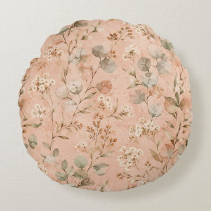 Senfgelb Blumen Vintage Rebe Botanischer Baby-Deck Rundes Kissen