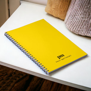 Senfgelb Einfache Initialen und Name in Monogramm- Notizblock