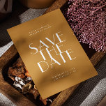 Senfgelb Fall moderne minimalistische Hochzeit Save The Date<br><div class="desc">Herbst / Herbst moderne einfache Typografie minimalistische Hochzeit Save the Date in Senf gelb und ockerfarben. Bitte kontaktieren Sie mich,  wenn Sie weitere Informationen benötigen.</div>