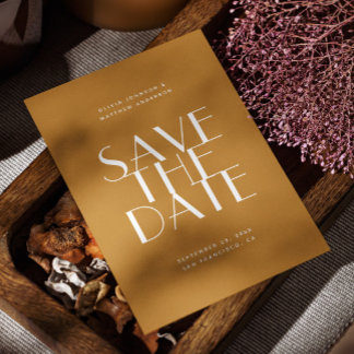 Senfgelb Fall moderne minimalistische Hochzeit Save The Date
