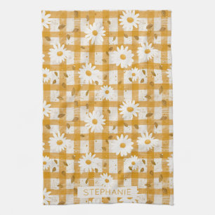 Senfgelb Gänseblümchen Creme Farmhouse Gingham Geschirrtuch