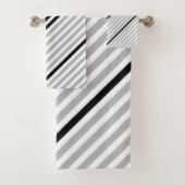 Senfgelb, grau, schwarz, weiße Streifen Badhandtuch Set (Insitu)