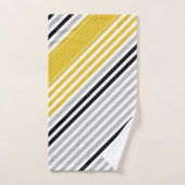 Senfgelb, grau, schwarz, weiße Streifen Badhandtuch Set (Handtuch)