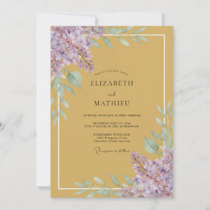 Senfgelb-Lila-Blatt-Hochzeit Einladung
