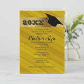 Senfgelb mit Gold und Graduierungspapier-Party Einladung (Stehend Vorderseite)