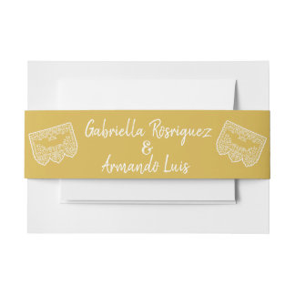 Senfgelb Moderne Hochzeit Bauchband Einladungsbanderole
