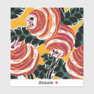 Senfgelb & Orange Art Deco Florales Dekor Aufkleber