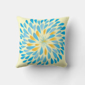 Senfgelb und Aqua Moderne Blume Kissen (Rückseite)