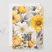 Senfgelb und leichte graue Blumenzehen Einladung (Rückseite)