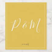 Senfgelb und Minimalistische Hochzeit Weinetikett (Einzelnes Label)