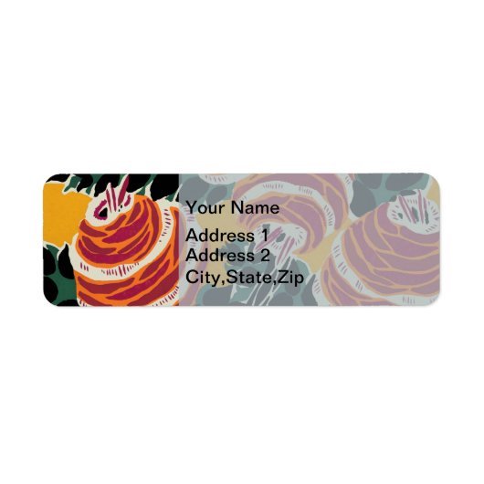 Senfgelb und Orange Art Deco Floral Dekor (Vorne)