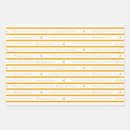 Senfgelb und weiß Moderne Holly Sprig Geschenkpapier Set (Vorderseite 2)