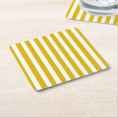 Senfgelb und weiße vertikale Streifen Rechteckiger Pappuntersetzer (angewinkelt)