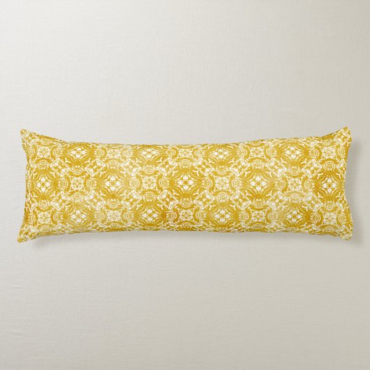 Senfgelb und weißer Lace Overlay Seitenschläferkissen (Vorderseite)