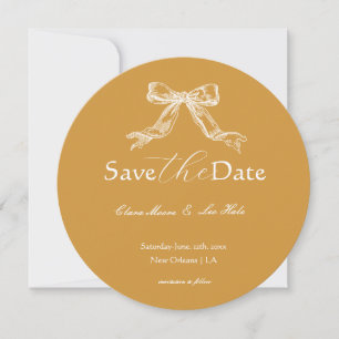 Senfgelb Vintage Zierlicher Rahmen Hochzeitsrund Save The Date