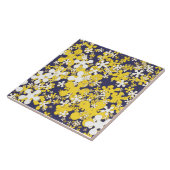 Senfgelb, weiß, gold, marineblauu, Blume Fliese (Seite)