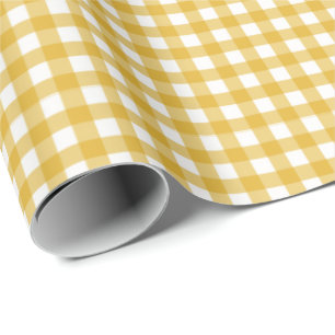 Senfgelb  Weißes Gingham Wrapping Paper Geschenkpapier