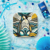 Senfgelbe Aquamarine Blaupinguine in Abstrakten We Pappteller (Party)