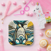 Senfgelbe Aquamarine Blaupinguine in Abstrakten We Pappteller (Party)