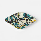 Senfgelbe Aquamarine Blaupinguine in Abstrakten We Pappteller (Gewinkelt)