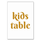 Senfgelbe, einfache, minimalistische Hochzeitskind Tischnummer (Vorderseite)