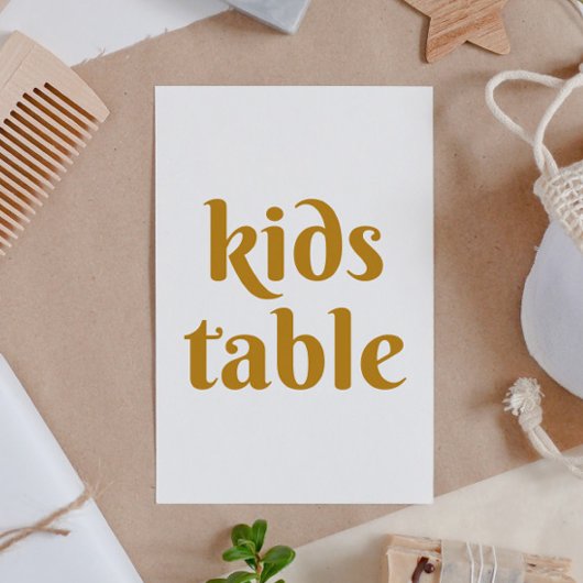 Senfgelbe, einfache, minimalistische Hochzeitskind Tischnummer