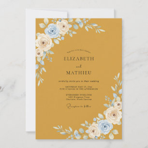 Senfgelbe Elfenbeingirlande Hochzeit Einladung
