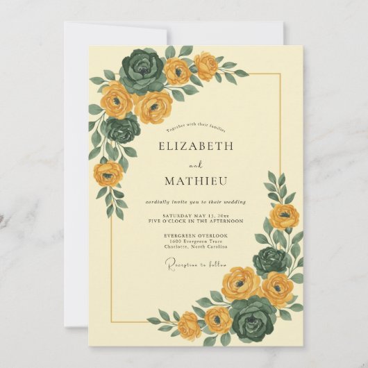 Senfgelbe Erdig Herbst Hochzeit Einladung (Vorderseite)