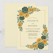 Senfgelbe Erdig Herbst Hochzeit Einladung (Vorne/Hinten)